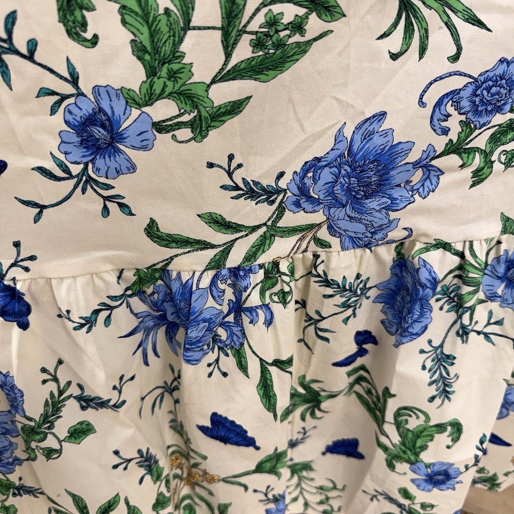 NWOT London Times Maxi Dress Plus 16W Cream & Blue Floral Butterfly Garden - Picture 6 of 14